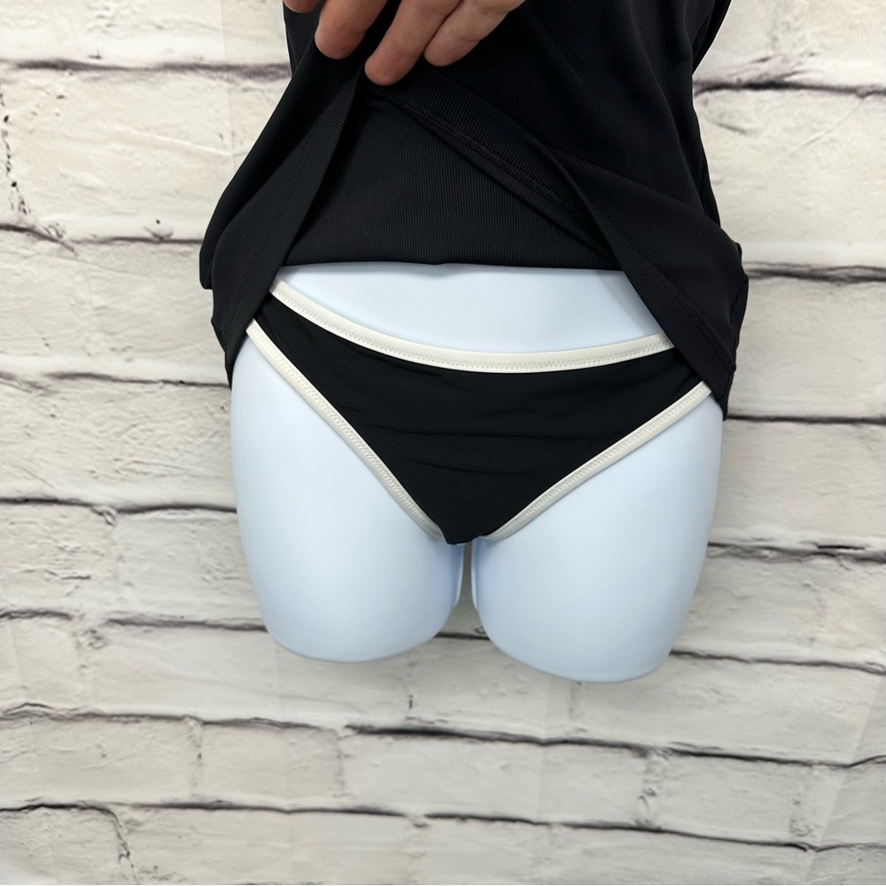 Athleta Black With Off White Trim Two Piece Tankini Bikini Women's Sz S … - Picture 5 of 11